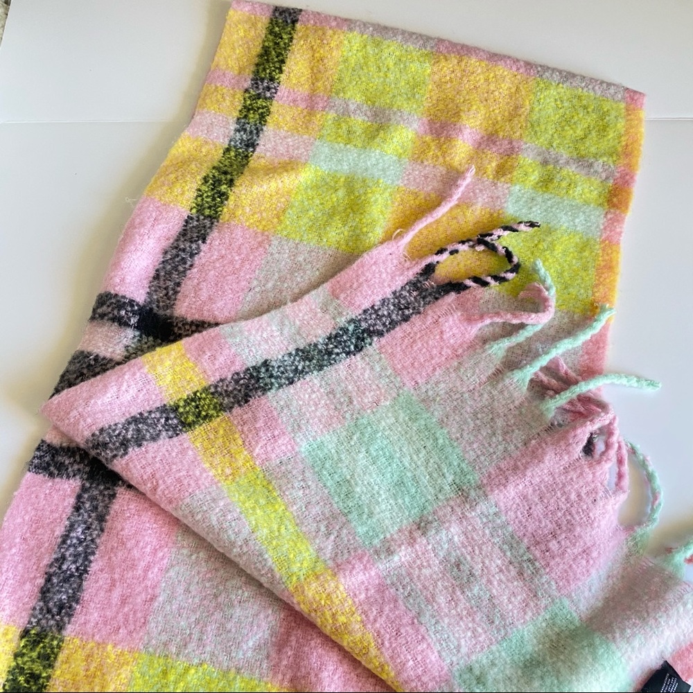 Marcus Adler Cozy Pink and Yellow Scarf